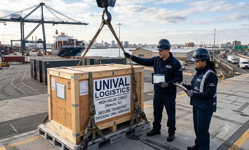 High value shipping Newark with secure cargo handling and insurance support from UNIVAL Logistics.