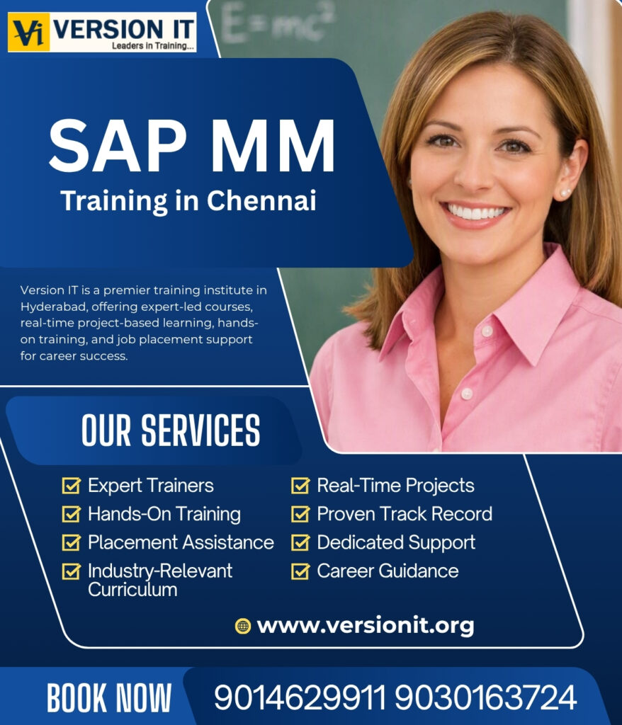 SAP MM Training in Chennai focused on material planning, supplier coordination, and inventory control at Version IT